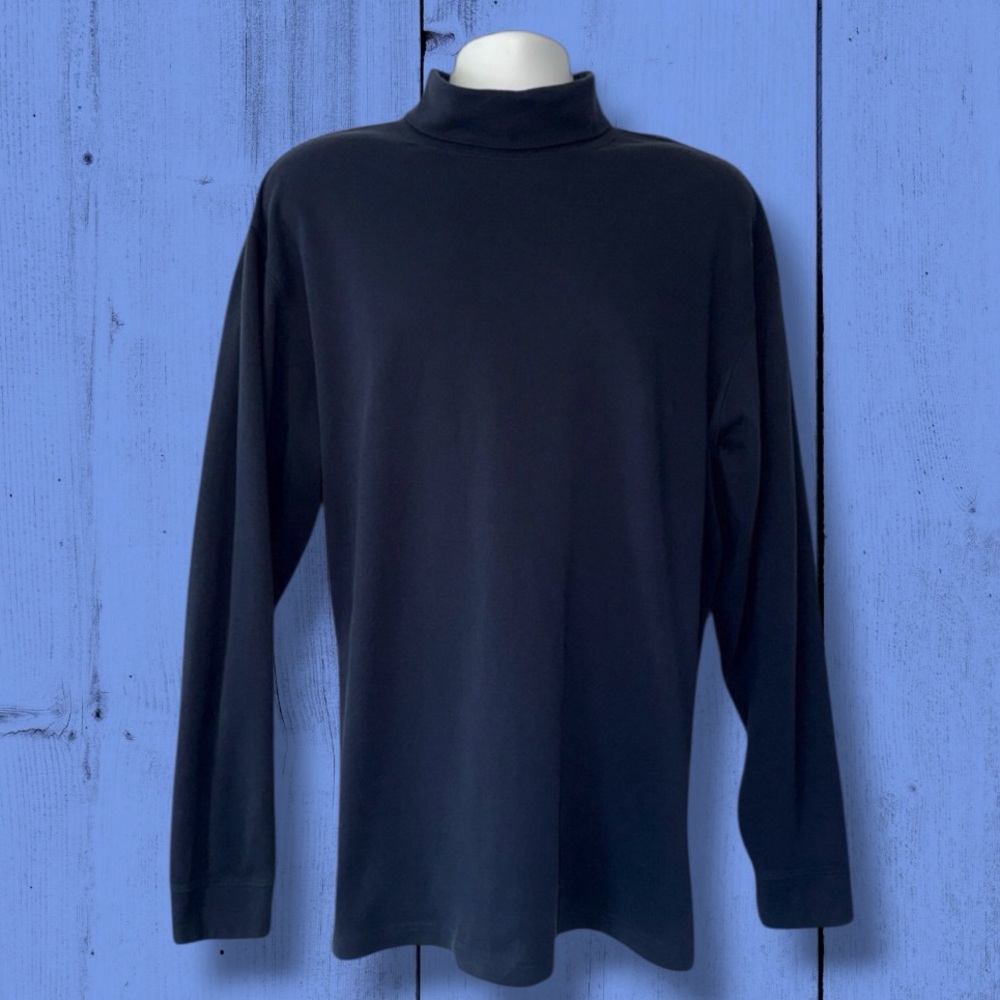 L.L.Bean Men’s Turtleneck Long Sleeve Shirt XL Tall Navy 100% Cotton